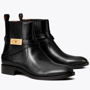 Tory Burch READ THE DESCRIPTION! T-HARDWARE CHELSEA BOOT Black 8 Booties